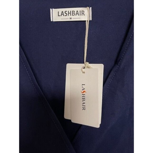 lashbair Women's Lace Long Sleeve Dress V-Neck Tight Folds Cocktail Dress MEDIUM - Picture 4 of 6